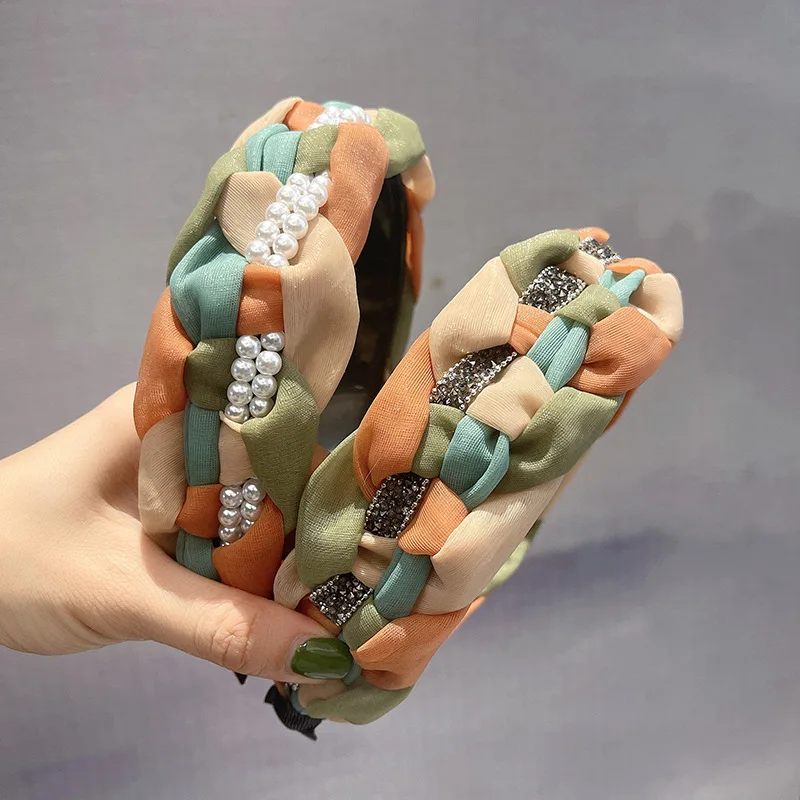 

Fashion Women Colorful Hairband Hair Accessories Braided Camouflage Wide Women Headband