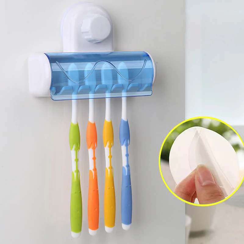 Wall Mount Toothbrush Holder Toothbrush Rack Stand Hooks Suction Cup Toothbrush Storage Rack Toothbrush Case Bathroom Organizer