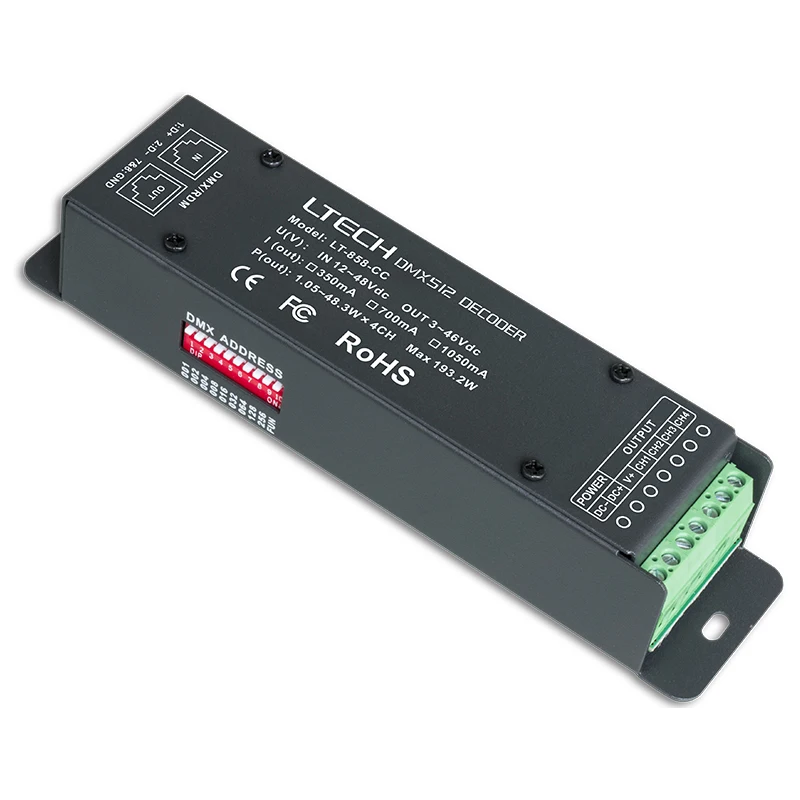 Фото Декодер LTECH Led DMX, 4 канала, постоянный ток, фотосессия 3 в 1, 4 канала, 350 мА, 700 мА, DMX512, CC Slave, порт RJ45 №1
