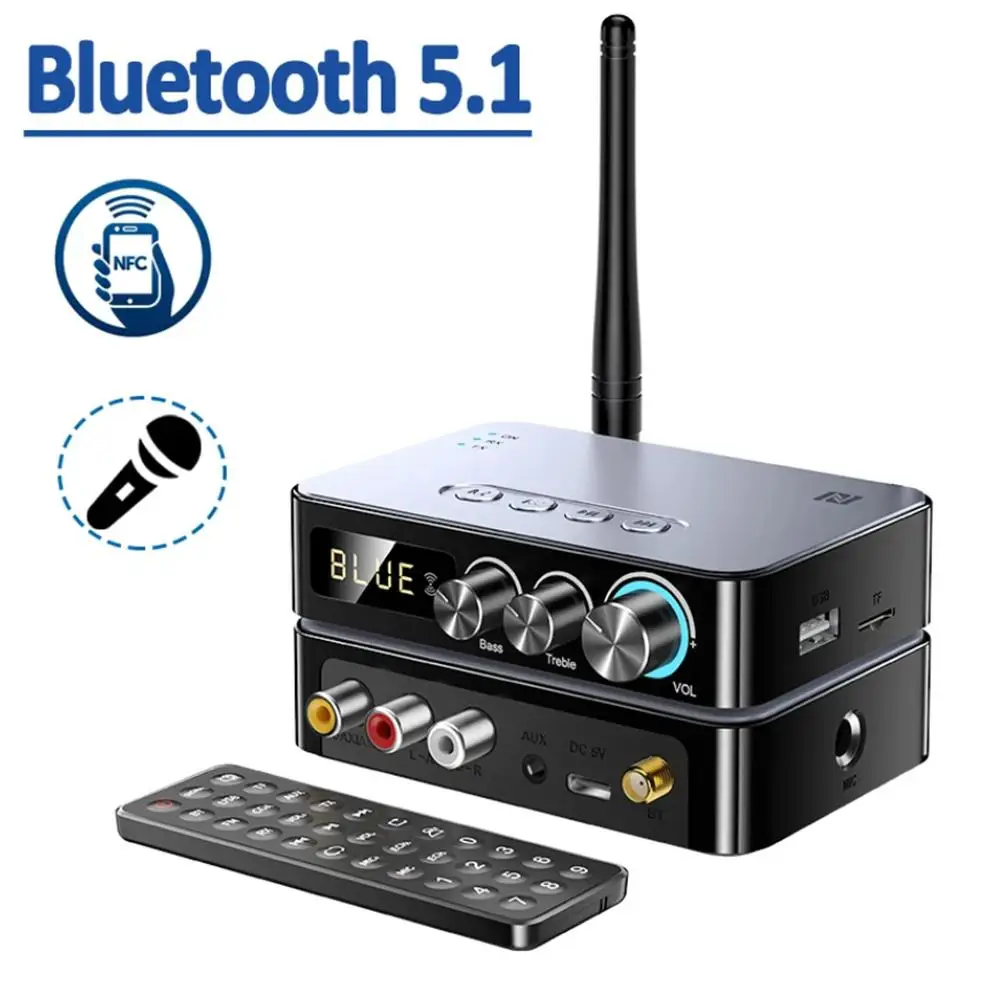 

Nfc 1200mah Bluetooth-compatible 5.1 Receiver Transmitter Stereo 3.5mm Auxiliary Jack Rca Wireless Audio Adapter FM Radio For TV