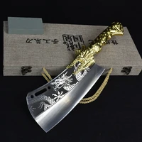 longquan kitchen knife handmade forged hot knife cutter 9 5 chop hatchet butcher big beautiful knife with patterns china messer