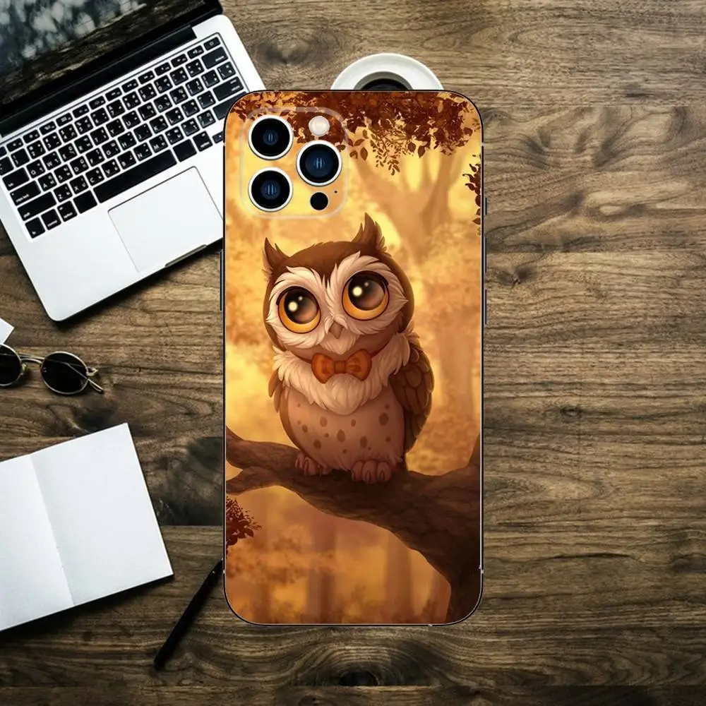 Фото Милый чехол для телефона «Птица Сова» для iPhone 16,15,14,13,12,11,XS,XR,X,8,7,Pro,Max,Plus,mini, силиконовый черный чехол №5