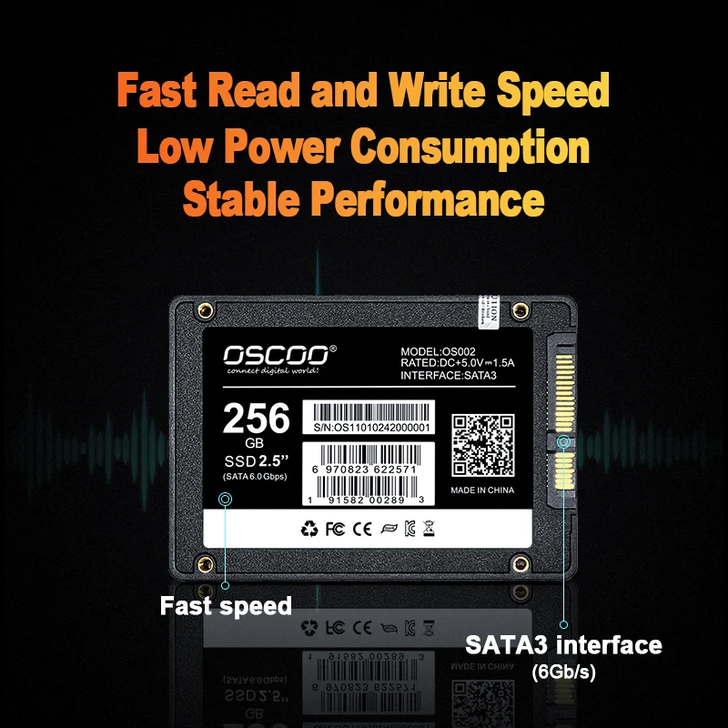 OSCOO SSD SATA3 2 5-дюймовый твердотельный диск оригинальный и Goodie Chip 256 ГБ 3D TLC NAND Flash