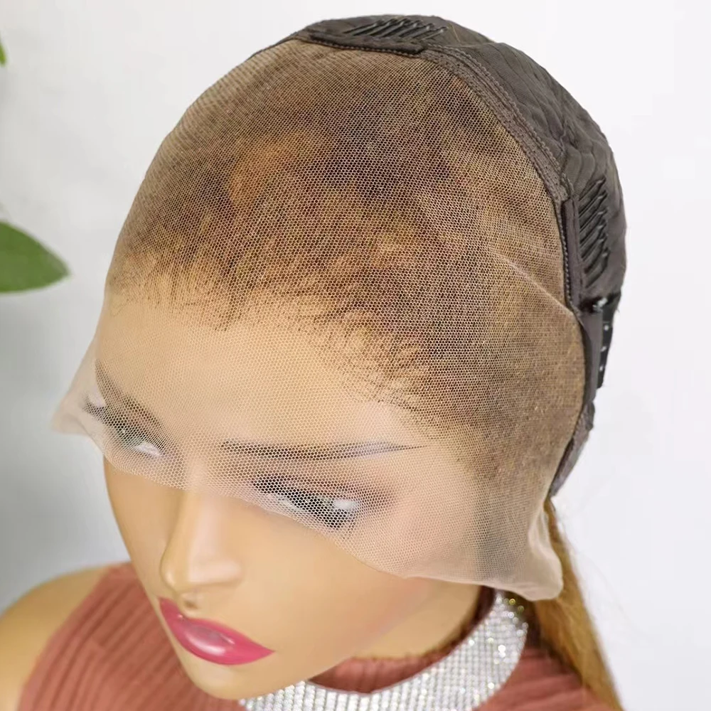 Bone Straight 13x4 Lace Front Wig Brown Colored Glueless Human Hair Ready To Wear Transparent Frontal Wigs for Women