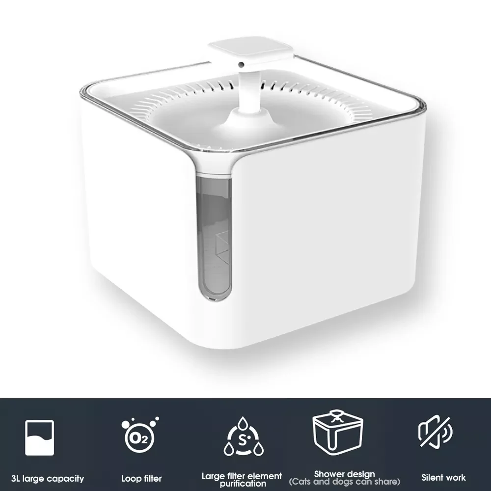 

Кошачий фонтан 3 л питьевой фонтан большой емкости щенок собака 360 Циркулирующая фильтрация питание от USB дозатор воды для домашних животных