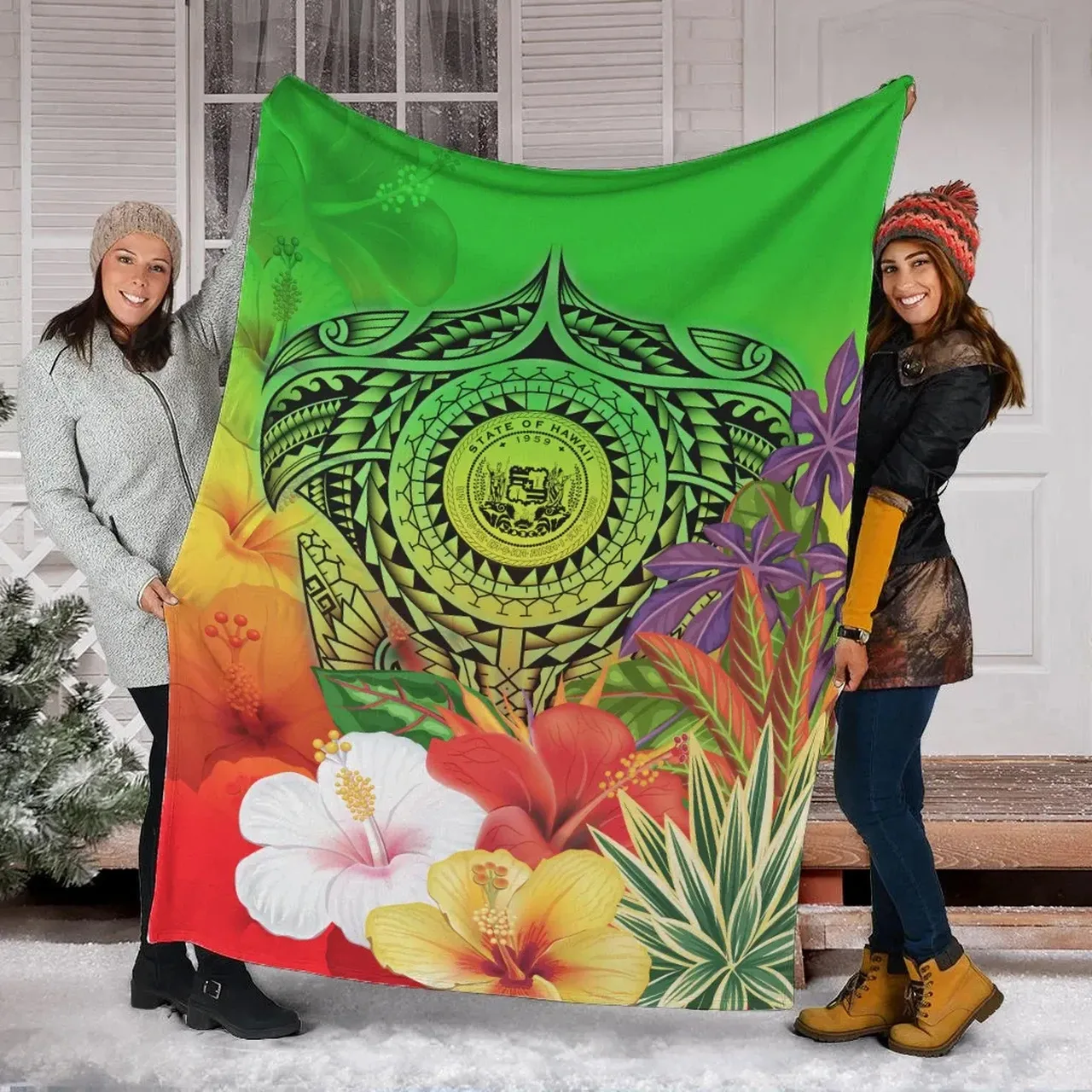 

CLOOCL Polynesia Flannel Blankets 3D Graphics Fashion Hawaiian Tattoo Printed Throw Blanket Portable Keep Warm Travel Quilt