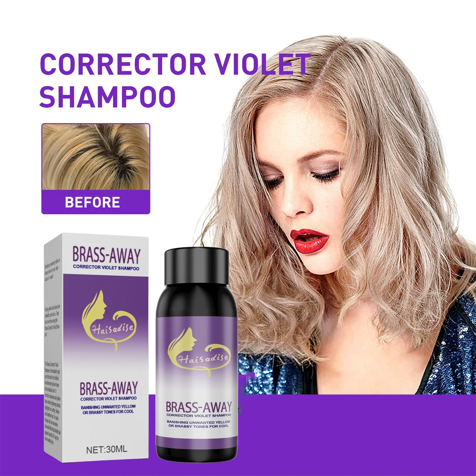 Toner Eliminating Brassy Yellow Tones Of Blonde Grey Ash Silver Hair