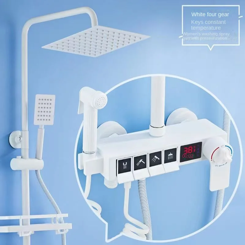 

Brass Factory Price Shower Set copper Piano Buttons, Intelligent Hot And Cold Constant Temperature Digital Display Shower Set