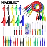 peakelect p1920d 44pcs multimeter test lead kit banana plug to alligator clip with automotive puncture back probe spade plug