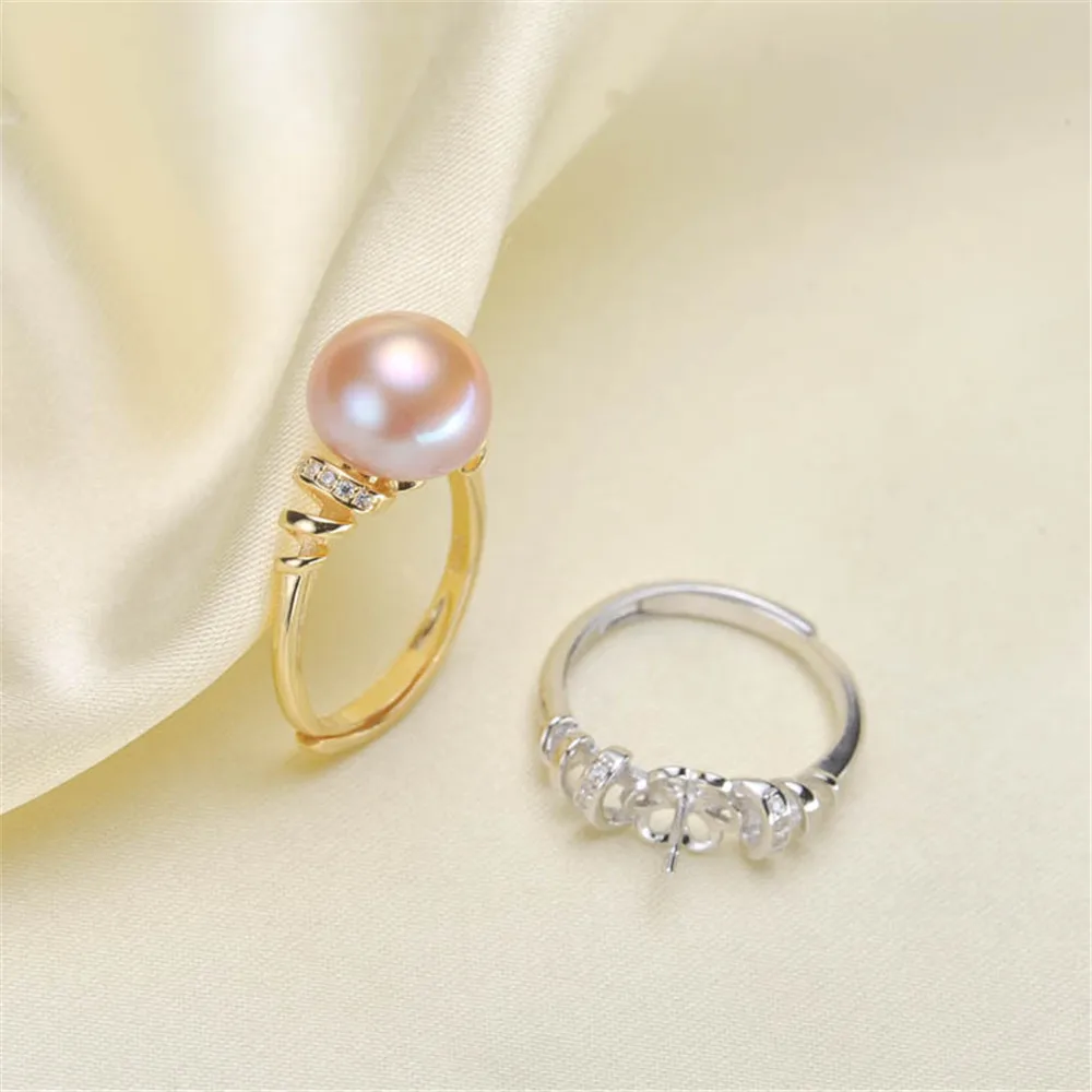 

DIY Pearl Ring Settings S925 Sterling Silver Accessories Fashionable Adjustable Holder Is Suitable For Mounting 9-11mm Beads