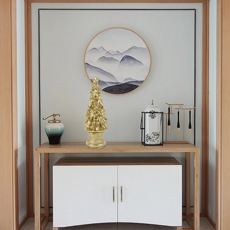 

12 Inch Tall Resin Christmas Tree Decorations Desktop Ornament Tabletop Tree Model for Xmas Craft Dollhouse Decor