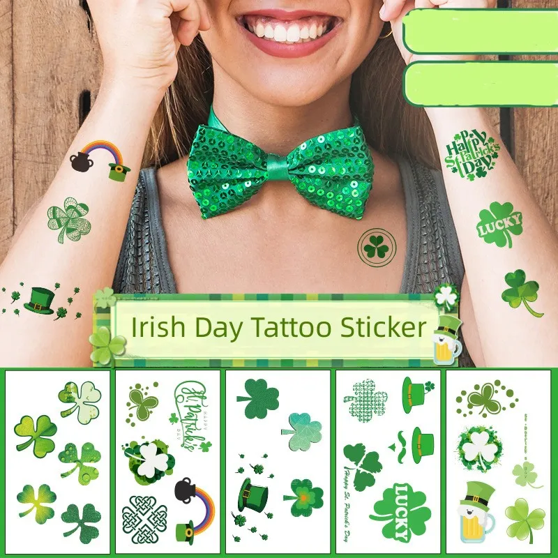 

St. Patrick's Day Tattoo Shamrock Tattoos Saint Patricks Day Temporary Tattoos Stickers for Face Clover Tattoo Mother's Day Gift