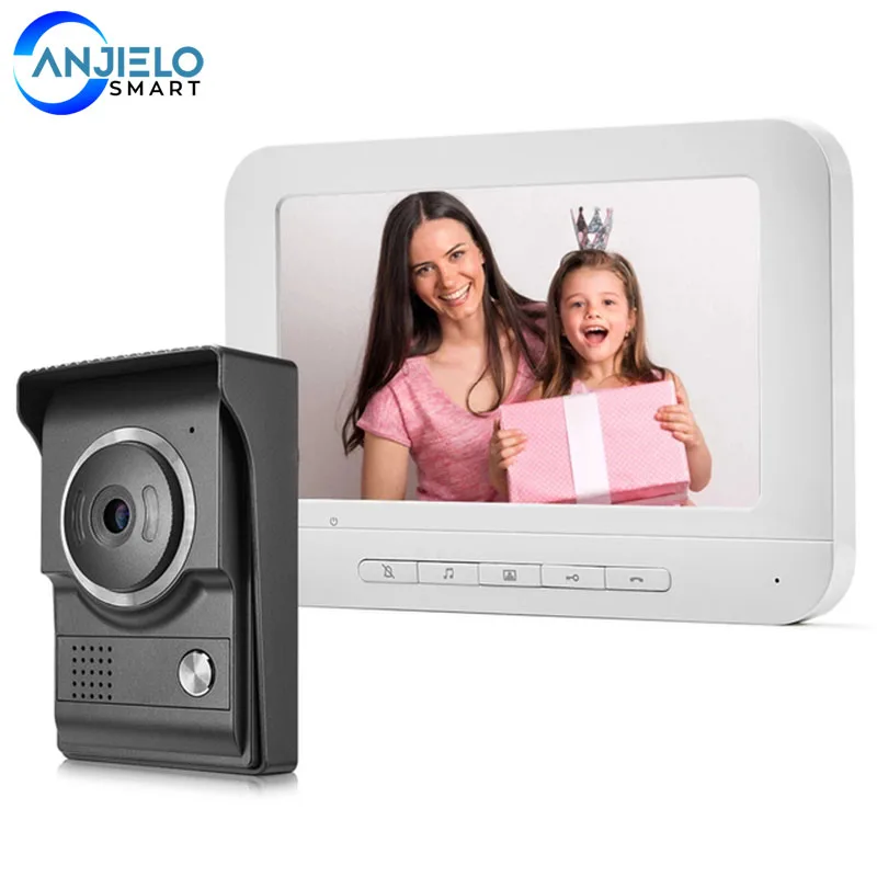 7 inch Wired Video Door Phone Intercom Doorbell Dual-way Talk System Support Electric Lock for Home Security