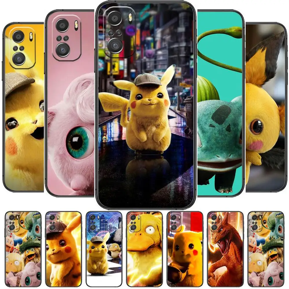 

Detective Pikachu For Xiaomi Redmi Note 10S 10 9T 9S 9 8T 8 7S 7 6 5A 5 Pro Max Soft Black Phone Case