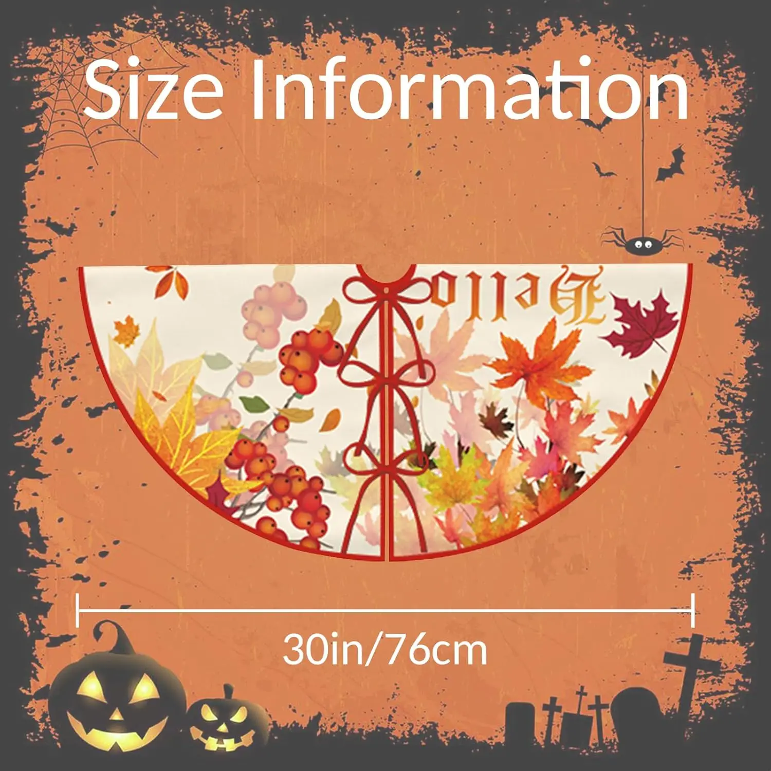 Юбка на елку Hello Fall 30 дюймов осенняя юбка с кленовыми листьями и ягодами для