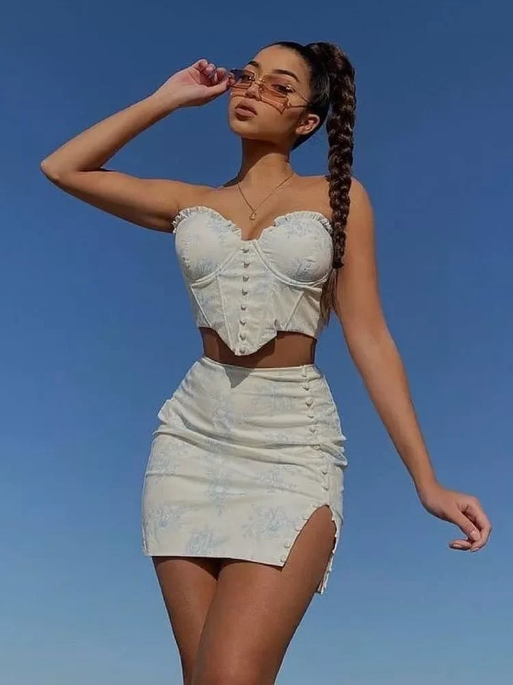 

Padded Top Summer Corset Top Crop Women Y2k Tops Green Sexy Outfits Girl Party Clubwear Double Layer Wholesale