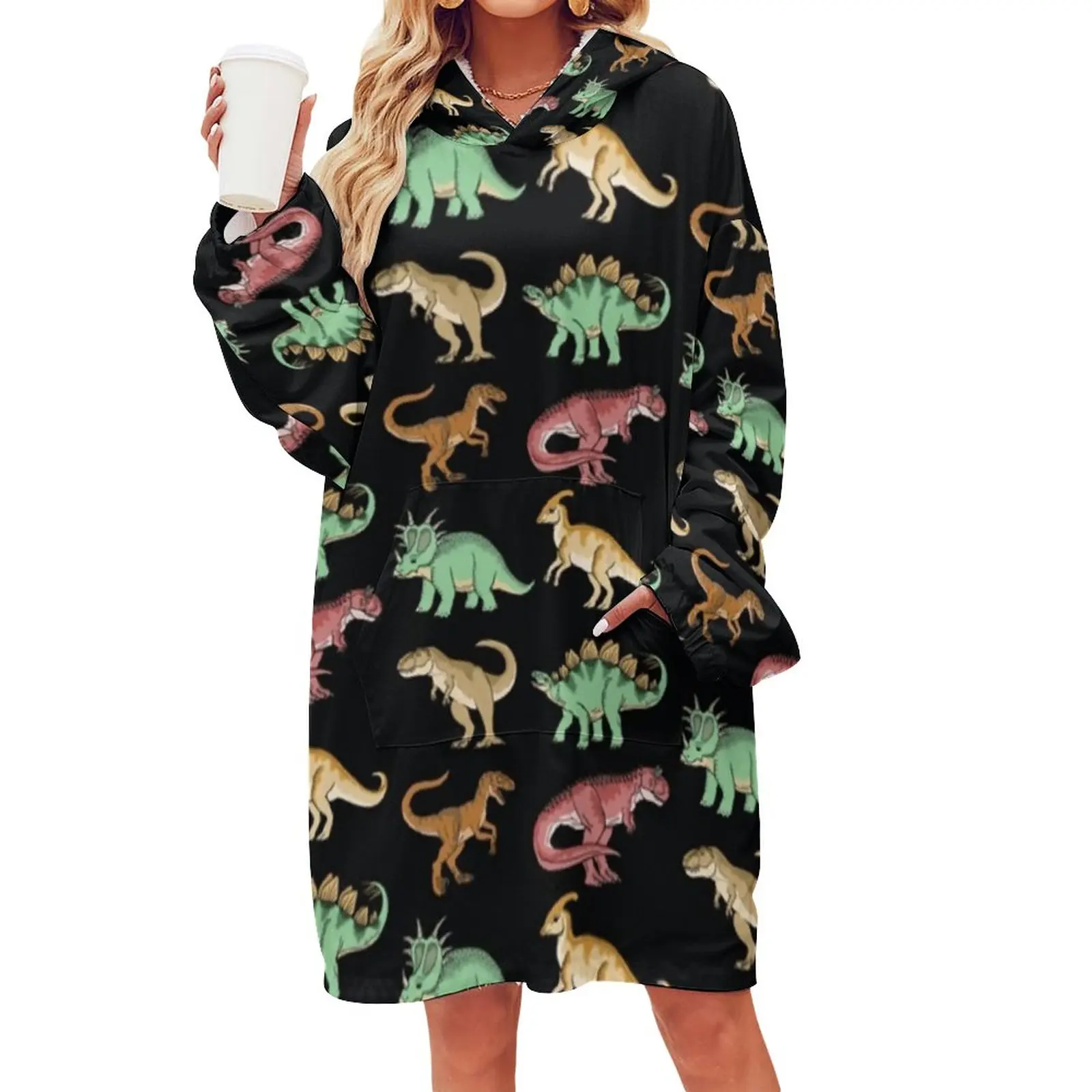 

Женское зимнее плюшевое одеяло с капюшоном и карманом