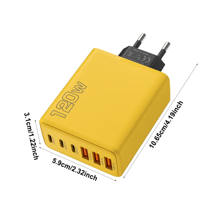 6 портов двойное USB-зарядное устройство Type-C настенный адаптер QC3.0 120 Вт быстрая