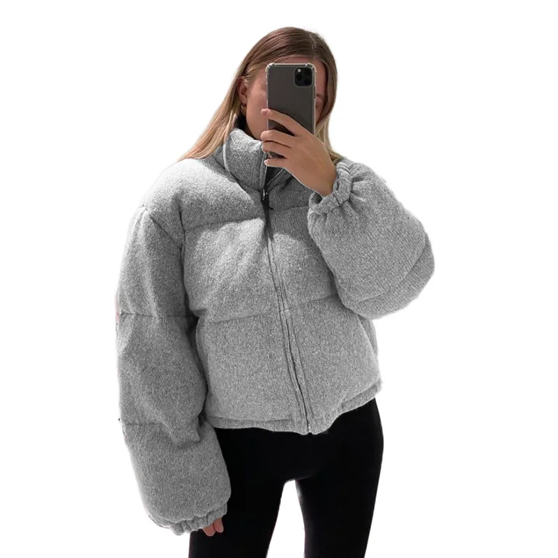 2022 Autumn and Winter Women's New Fashion Collar Thickened Short Cotton Jacket Warm Windproof Women's Clothing Jackets