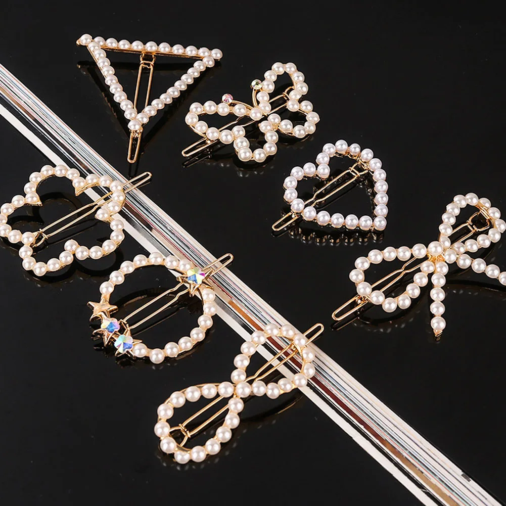 

Popular Pearl Barrettes Women's Korean Handmade Hairpin Set Internet Celebrity Duckbill Clip All-Match Hair Accessories