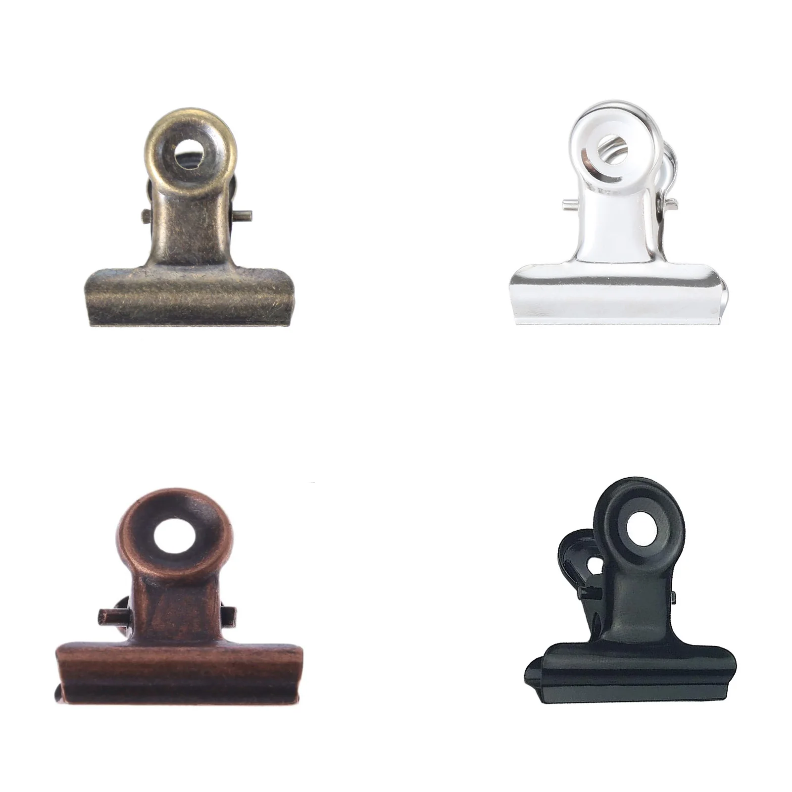 

5Pcs Metal Round Grip Clips Bulldog Clip Ticket Paper Stationery Clip For Tags Bags Document Binder Clip Photo Clamp 32x30mm