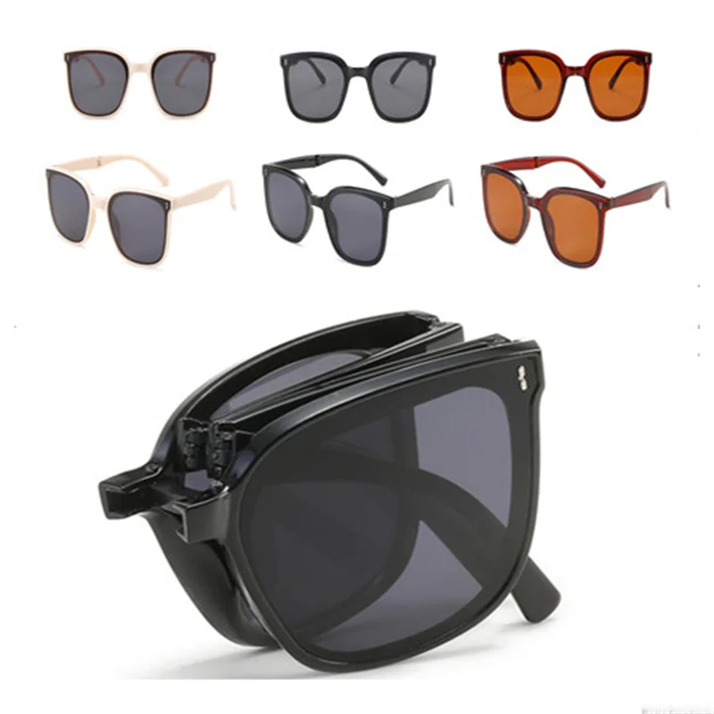

Portable Folding Round Sunglasses Women Black Cat Eye Sun Glasses Retro UV400 Sunscreen Spectacles Driver Eyeglasses
