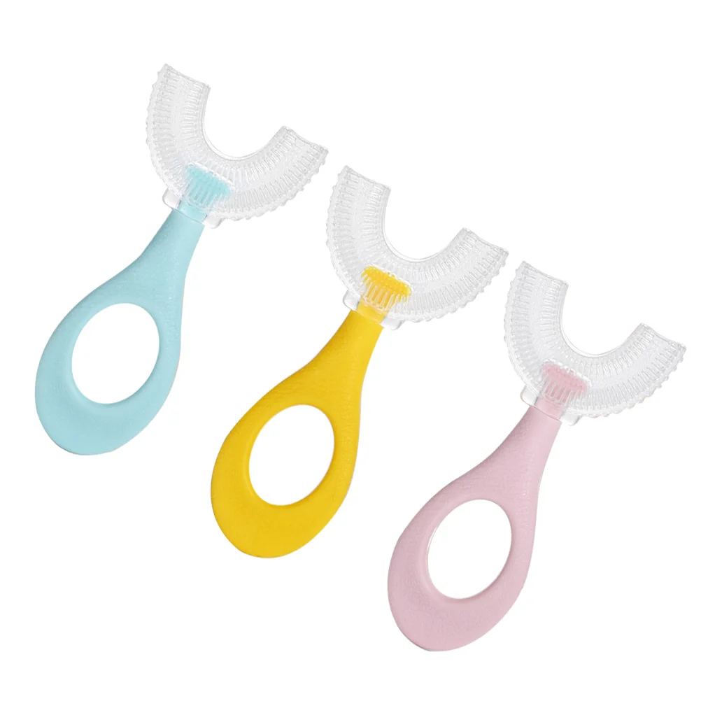 3Pcs Toothbrush U-shaped Toothbrush Silicone Toothbrushes Manual Tooth Brush for Home Toddler Care Travel