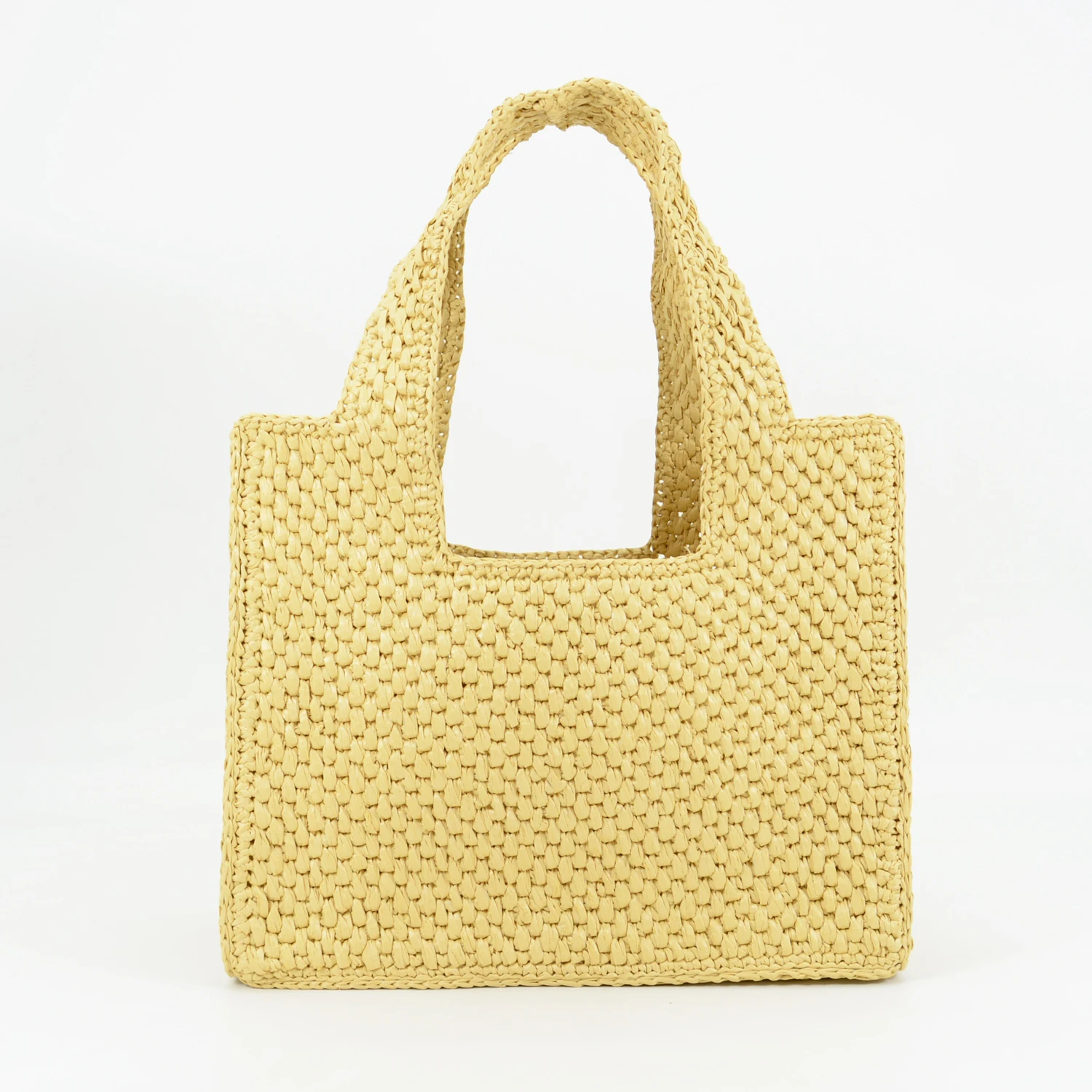 

Бежевая сумка-тоут из искусственной рафии ручной работы