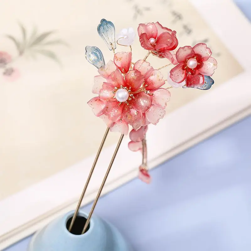 

Chinese Flower Hair Pin Luxury Metal Hair Stick Hair Accessories for Women