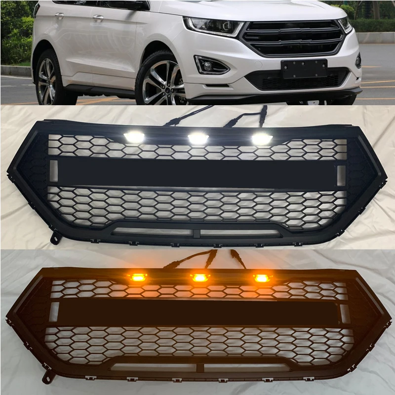 

Front Middle Racing Grille For Ford Edge 2015 2016 2017 2018 matter black Honeycomb High Quality ABS Grills Mesh style