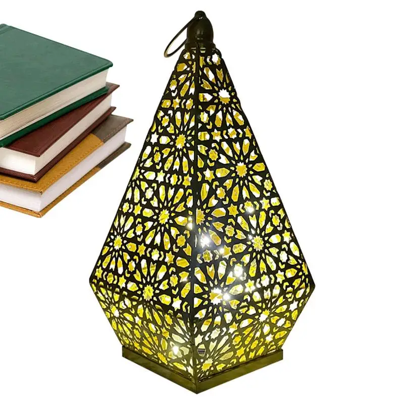

Lantern Decorative Boho Table Lamp For Bedroom Led Ambient Light Hollow Projection Lanterns Decorative For Indoor Wedding Home