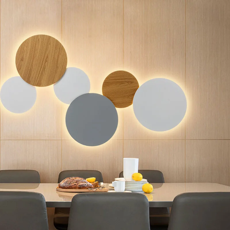 

DIY Modern LED Wall Lamp Light for Bedside Bedroom Living Room Nordic Home Decorations Indoor Combined Round Lighting Fitures