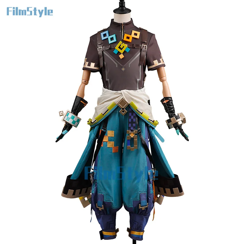 Genshin Impact Kinich Косплей Костюм Парик Turnfire Hunt Униформа Серьги Повязка Для Волос