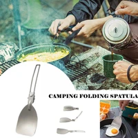 1pcs steel color folding spatula frying shovel small camping spatula mini cooking beefsteak serve flat kitchen pancake