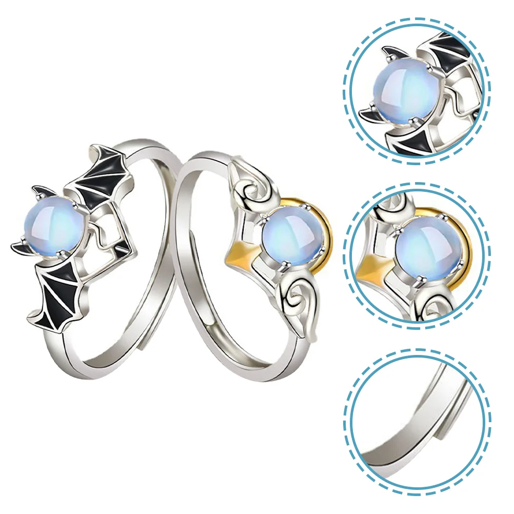 

Rings Ring Coupleengagement Angel Weddingcouples Gift Open Jewelry Band Promise Anniversary Loverwingfinger Matching Gothic