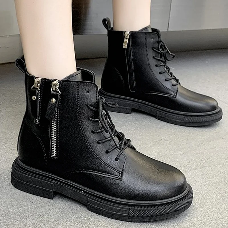 

Winter Plus Velvet Warm Short Boots Women Fashion Non-slip Ankle Boots Female Side Zipper Women Boots Chelsea Punk Boots Women