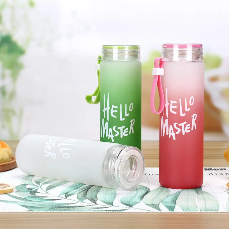 

480ML Fashion Creative Transparent Gradient Colorful Cup Portable Handy Activity Business Student Couple Frosted Water Bottles