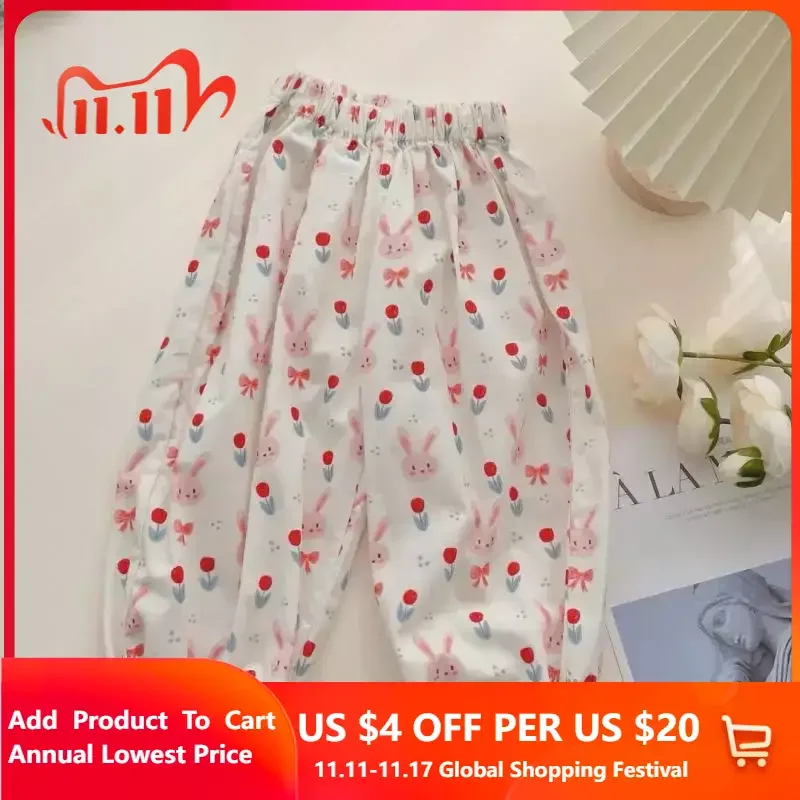 

New Arrival Autumn Spring Girls Wid Leggings Pants Full Length Hot Selling Baby Mid Cartoon Trousers Cute Girls Pants 1-7 Years