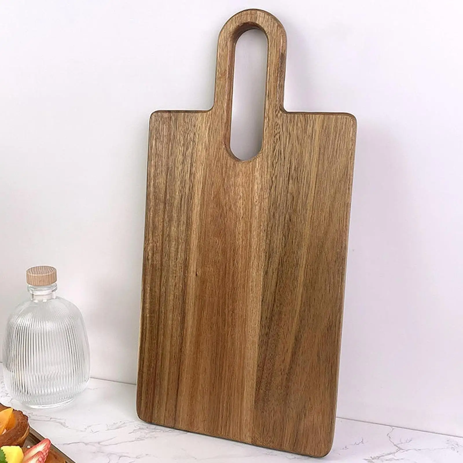 Деревянная разделочная доска с ручкой Прочная двухсторонняя Сервировочная