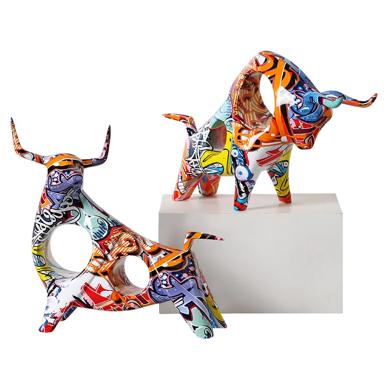 

Home Decor Creative Cattle Statue Nordic Modern Figurine Living Room Office TV Cabinet Decorative Home Decoration Accessories