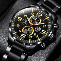 2022 fashion mens sports watches men luxury stainless steel quartz wrist watch luminous clock man business casual leather watch