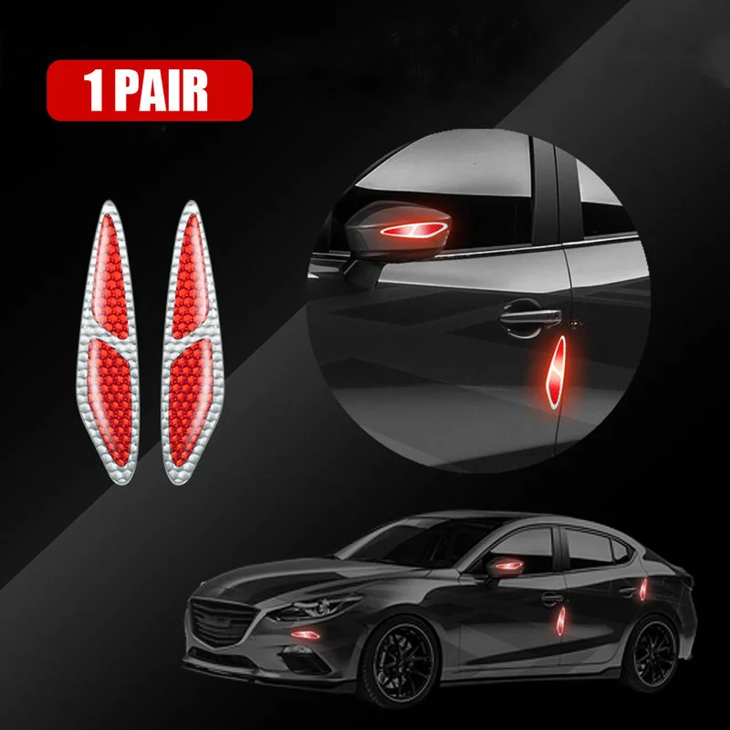 

2pcs Reflective Tape Car Door Stickers Auto Wheel Eyebrow Door Edge Reflective Stickers Warning Anti-collision Strips Car Decor