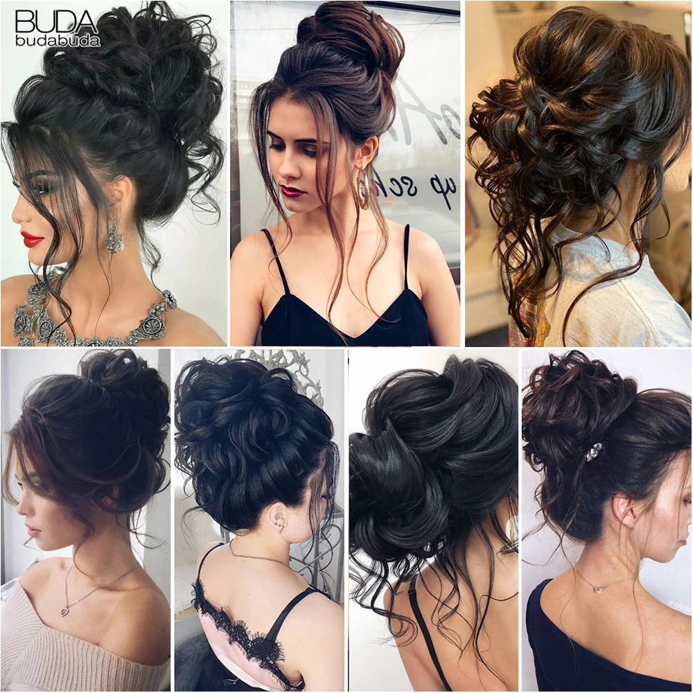 Synthetic Chaotic Curly Hair Bun Donut Chignon Elastic Band Hair Chignon Scrunchies Messy Hair Bun Updo Hairpieces For Women