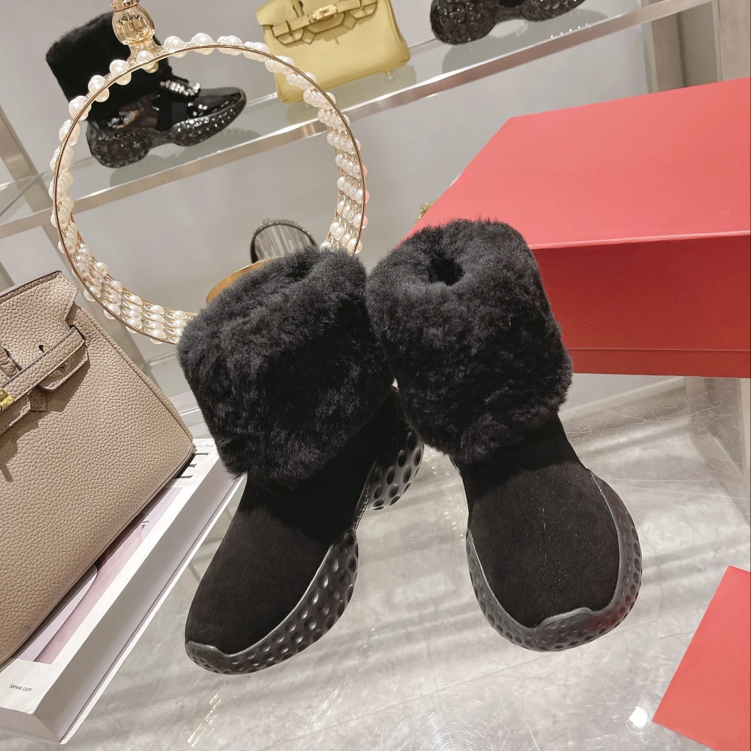 

Роскошные женские сапоги для снежной погоды, короткие сапоги без шнуровки, Зимние Теплые повседневные женские сапоги до щиколотки на толстой подошве, с мехом