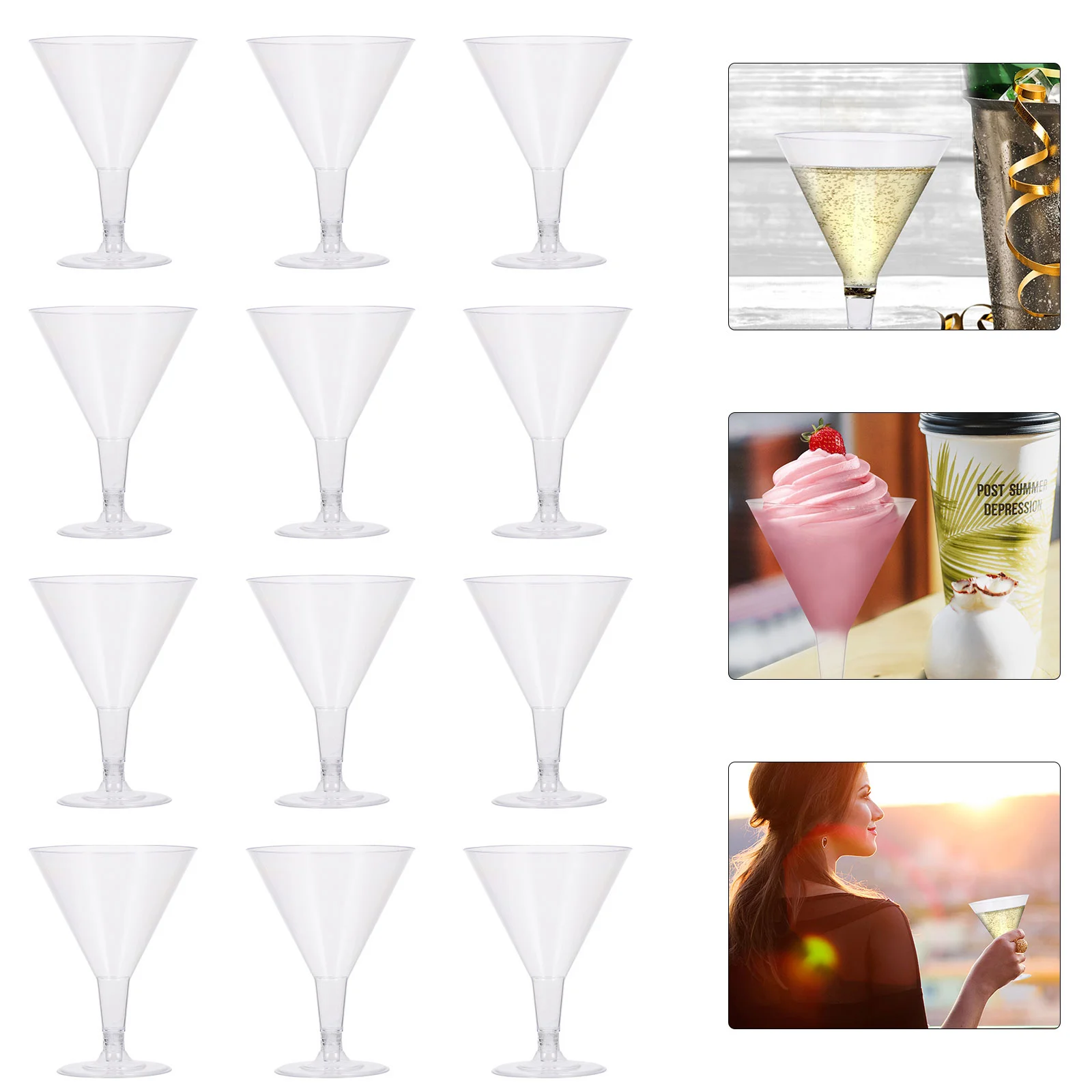 

20 Pcs Disposable Wineglass Party Drinking Cup Dessert Festival Cocktail Martini Glasses Small Bowl Plastic