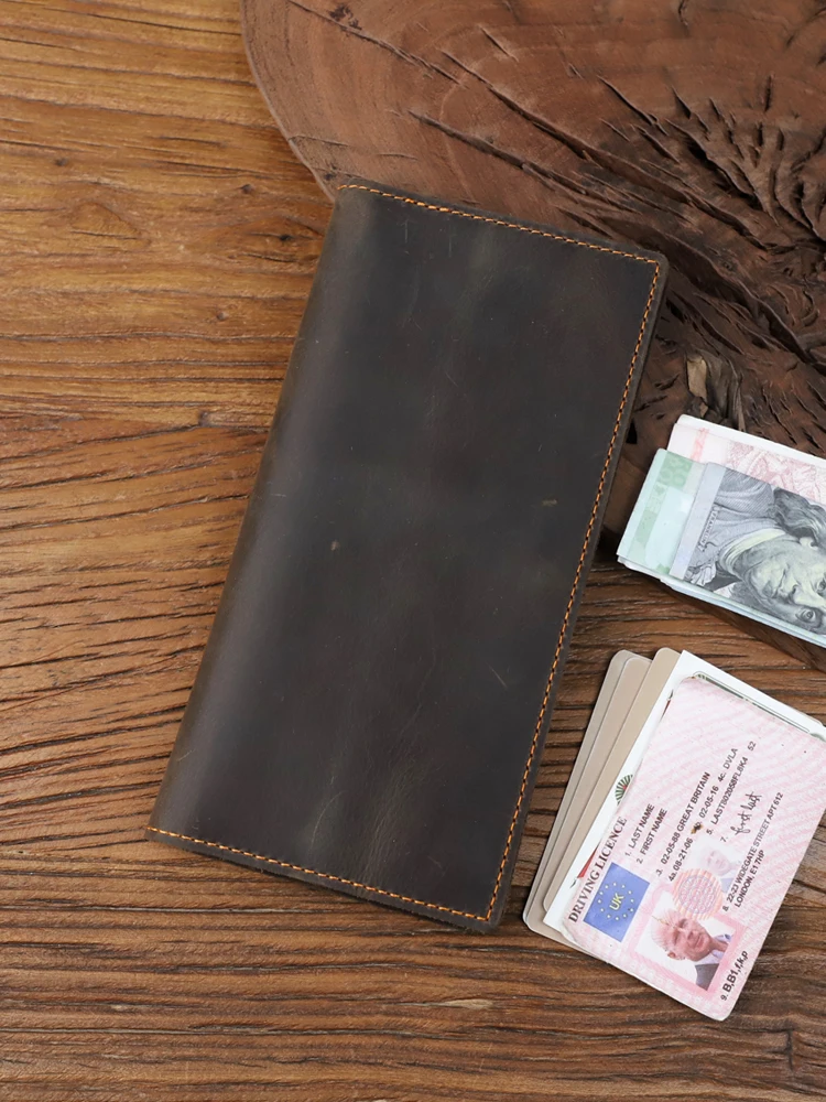 Винтажный кошелек из натуральной кожи Crazy horse Мужской Длинный клатч сумка ручной