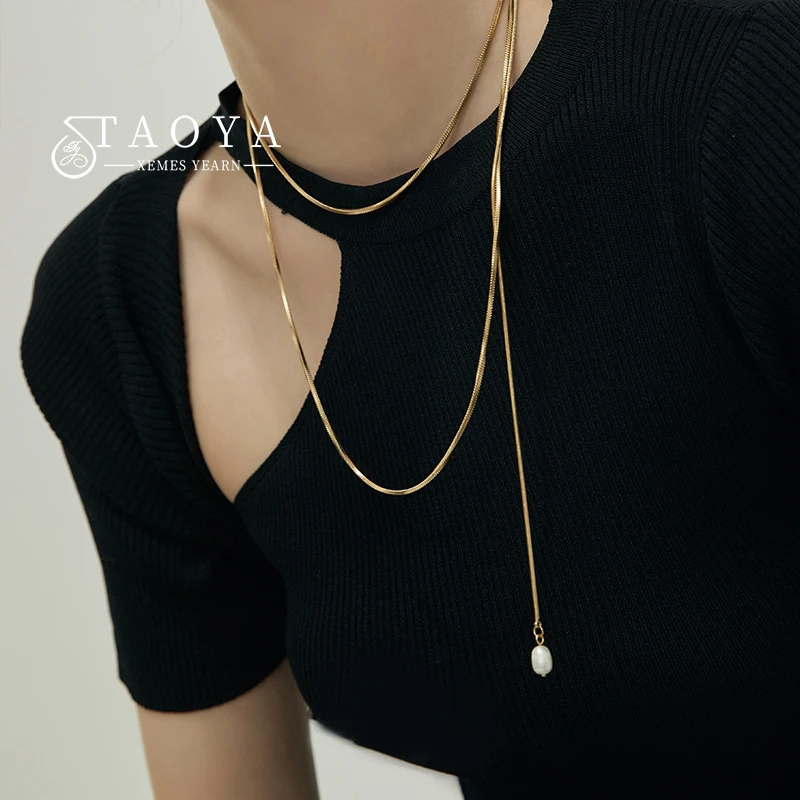 

Simple Design Multi Wearing Method Super Long Stainless steel Necklace 2022 New Jewelry For Women's Sweater Chain and Bone Chain