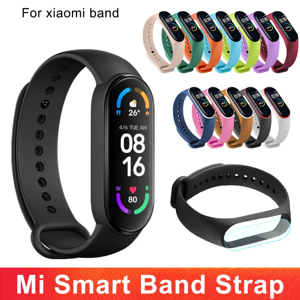 Ремешок силиконовый для Xiaomi Mi Smart Band 7 сменный Браслет из ТПУ band 6 5 цветов - купить
