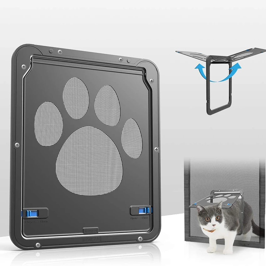 

Cat Screen Door Lockable Puppy Safety Flap Door Pet Window Gate Exterior Doors Lockable Pet Door for Cat Dogs