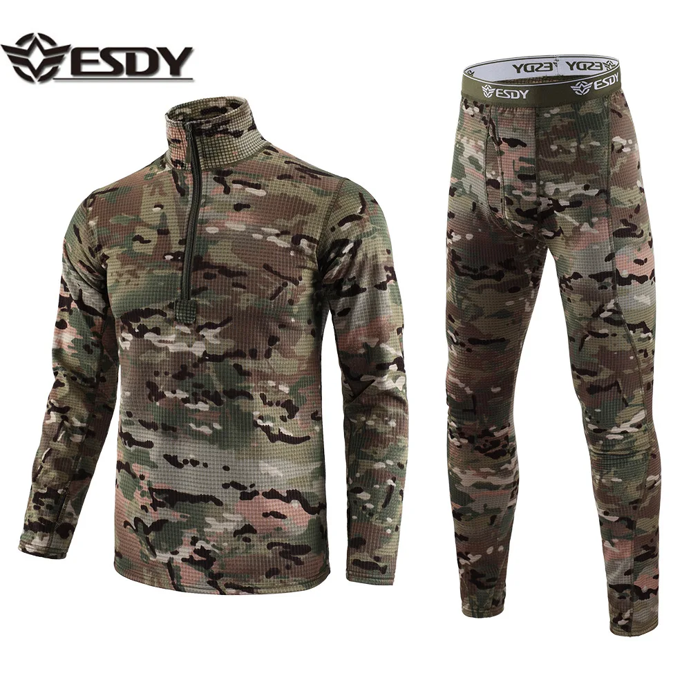 Фото Мужской функциональный комплект термобелья ESDY A154 для активного отдыха, камуфляжный, дышащий, для спорта и фитнеса №1